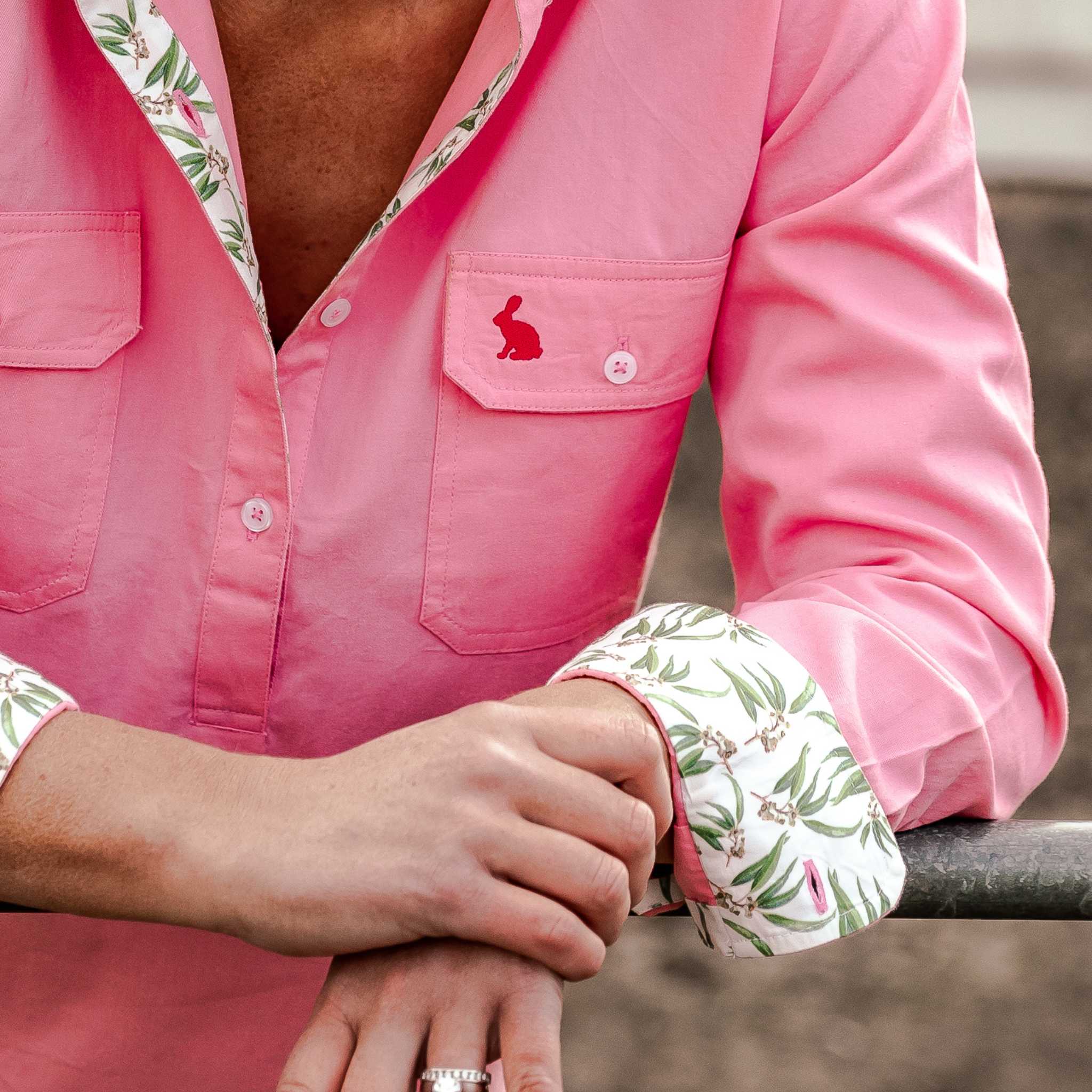 Lismore Womens Half Button Shirt - Pink