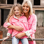 Load image into Gallery viewer, Millicent Girls Half Button Shirt - Pink
