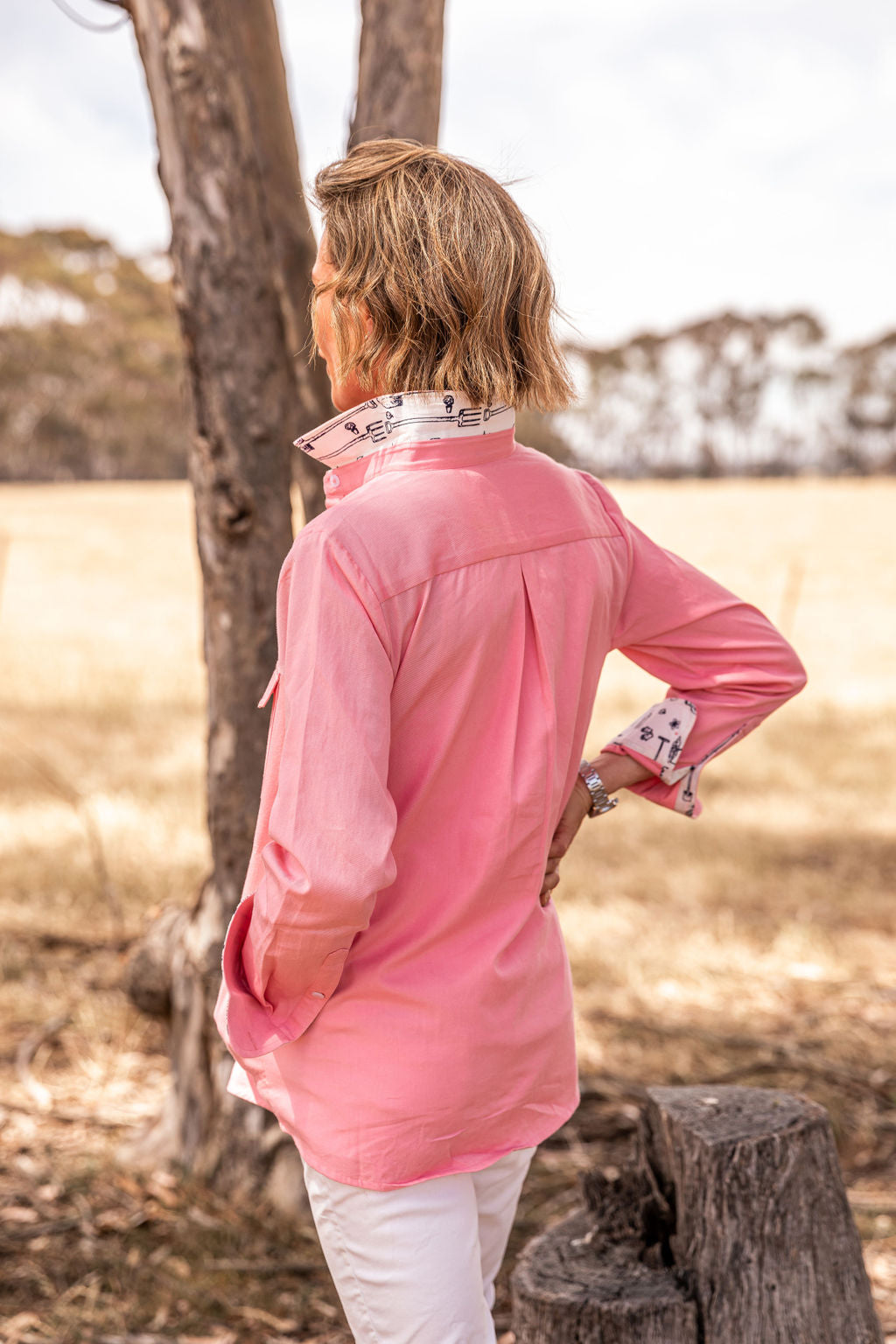 Coolamon Womens Half Button Shirt - Pink